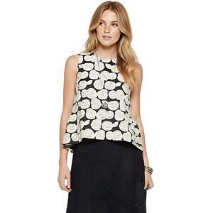 Who What Wear Women's Blouse Sz Medium Sleeveless Semi Sheer Rosebud Brocade